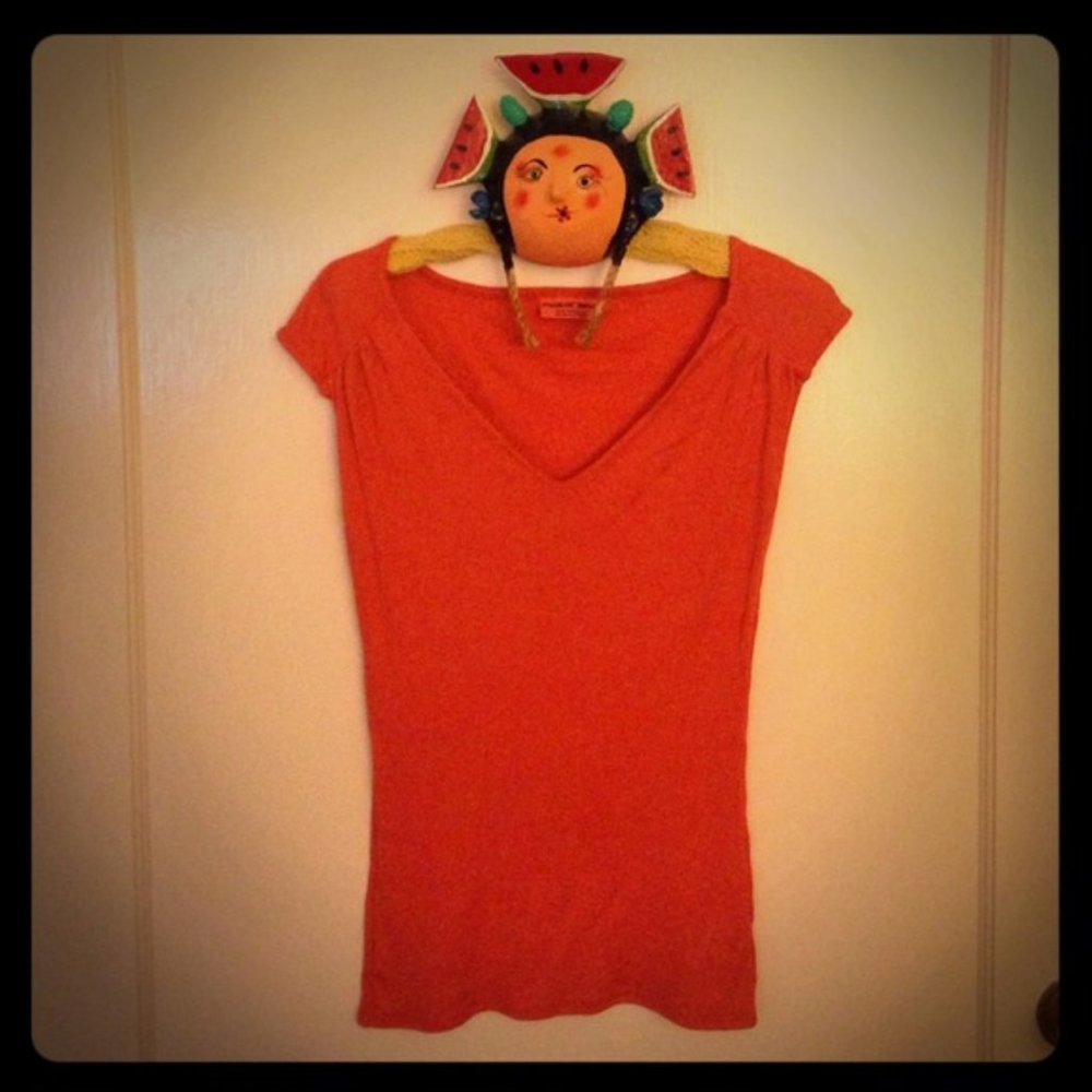 Michael Stars Orange Strech Sparkle Top